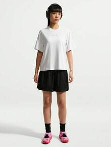 Nike Women's AS W NSW NK CLSC BXY TEE SPD Short Sleeve Knit Collarless T-Shirt TIM6412-100 - Red and White - View 6
