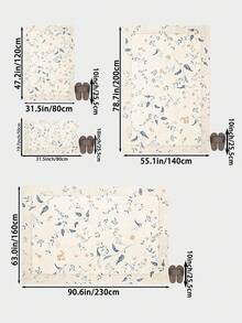 1pc Beige Floral Living Room Rug, Suitable For Kitchen, Dining Room, Bedroom, Room Holiday Decor, Indoor/Outdoor, Office, Lobby, Anti-Slip Doormat, Bathroom Rug, Hallway, Study Gaming Area Rug - Beige - View 3