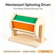 1 Set Children's Early Education Wooden Textile Drum Toy, Color Recognition & Hand-Eye Coordination Development, Sound-Following Montessori Teaching Tool - Multicolor - View 2
