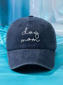 MAKEFGE 1件女款 DOG MOM 刺繡圖案個性化黑色多色防曬可調尺寸戶外休閒時尚水洗做舊棒球帽，適合日常穿著 - B型 - 查看 16