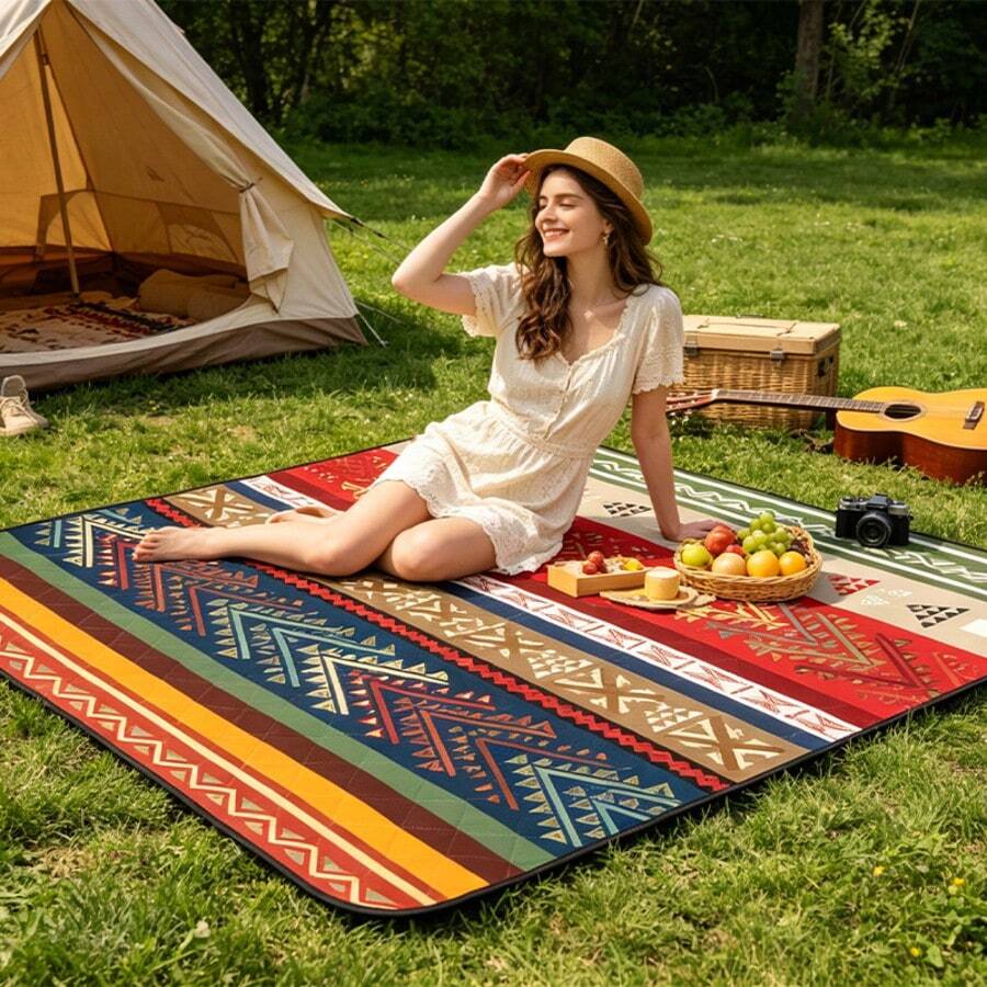 Picnic Mat Outdoor Camping Ground Cloth Waterproof Washable - Dark Red - View 1