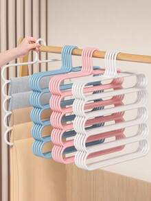 3pcs 5-Tier Pants Hanger Plastic Space Saving Wardrobe Organizer Multi-Layer Clothes Rack For Trousers Jeans Scarves Ties Non-Slip Sturdy Closet Storage Rack Home Dorm Apartment Organization Hanging Hanger - Multicolor - View 1