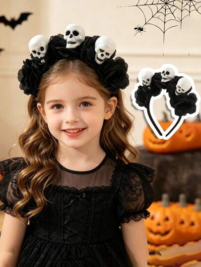 Halloween spökskelett-diadem, håraccessoar för fest och framträdande, punkig rekvisita, hårprydnadsset