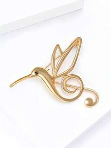 1 Broche Vintage de Colibrí Dorado con Elegantes Líneas Tridimensionales y un Alfiler Distintivo - Dorado - Ver 3