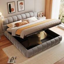 Upholstered Bed 140 X 200 Cm, Headboard And Side Rails With Voluminous, Solid Design - Grey - View 5