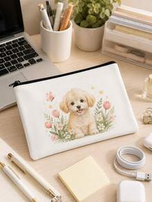 1/10/20/30/50pcs Customized Pattern White Zipper Makeup Bag, Bridesmaid Makeup Bag, Customizable Photo Print Canvas Makeup Bag, Travel Essential - Multicolor - View 4