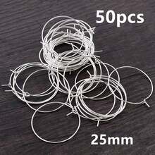 50pcs 20-40mm Beading Hoops Earrings Big Circle Ear Hoops Earrings Wires For DIY Jewelry Making Accessories Supplies - Circle Hoops - View 29