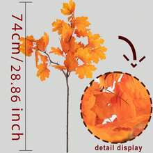 5pcs Autumn Flower & Leaf Branches, Artificial Orange Maple Leaf Stems, Faux Autumn Floral Stems For Vase Arrangement, Home Decor, American Country Style Scenes, Thanksgiving Table Centerpiece, Fireplace And Halloween Decoration - Orange - View 3