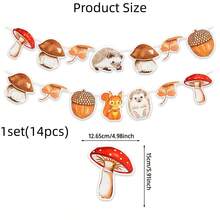 1 Set Party Banner - Autumn Woodland Animal Garland Banner, Featuring Watercolor Hedgehog, Squirrel, Mushroom, Acorn, Maple Leaf Flags, Suitable For Autumn Thanksgiving Party, Baby Shower Theme And Home Wall Hanging Decoration - A - View 6
