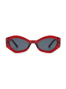 1 Pair Polygon Small Frame Burgundy Fashion Glasses, Vintage Elegant Personalized Women's Eyewear, Suitable For Autumn/Winter Women's Home Outings, Travel, Beach, Music Festival And Daily Outfit Accessories - Burgundy - View 4