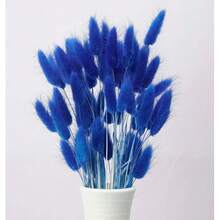 120pcs Artificial Blue Rabbit Tail Grass, For Vase Decoration, Bohemian Style Flowers, Wedding Decor Flowers. - Blue 120 PCS - View 3