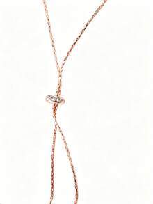 Collar Lariat Y de Doble Capa en Oro Rosa, Collar de Cadena Larga con Gota de Cristal Pequeño Minimalista, Joyería de Cuello con Borla Ajustable y Delicada de Capas para Mujeres - Multicolor - Ver 4