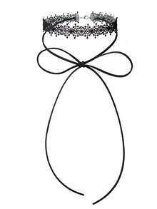 1pc Women's Gothic Choker Dark Lace Double Layer Tie Bow Fashion Personalized Neck Chain Choker Collar - Multicolor - View 6