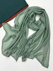1 pieza Pañuelo musulmán de borde ancho de doble cara, casual, cómodo, versátil, de unicolor, delgado, transpirable, suave, para uso diario, vacaciones y viajes, envoltura para la cabeza, primavera y verano, nuevo pañuelo para mujer - Multicolor - Ver 15