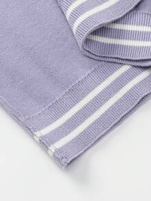 Balabala Suéter de punto suave para niña preadolescente, top básico tipo pullover cómodo para capas en otoño e invierno, para niños y niñas - tono morado blanco - Ver 8