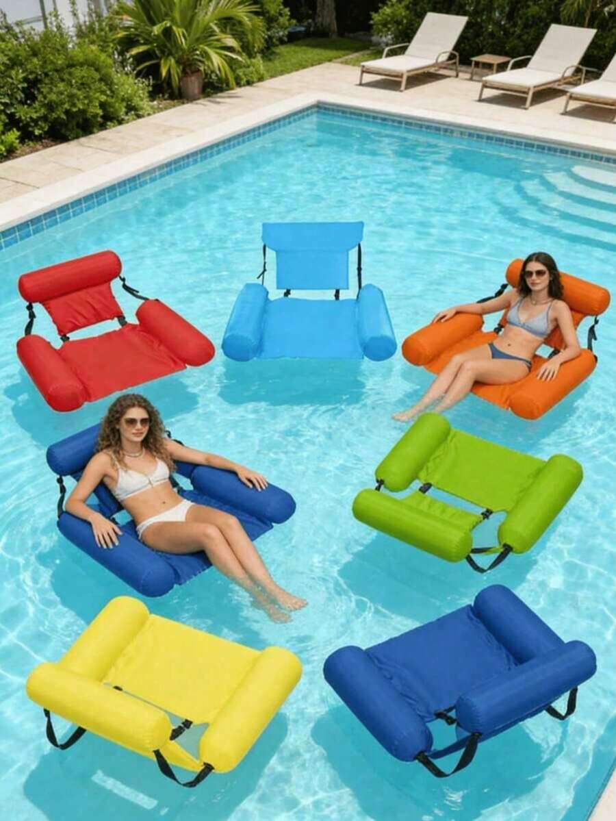 Inflatable Swimming Pool Floating Chair, Colorful Durable Polyester Hammock-Style Lounge Chair With Armrests And Headrest, Suitable For Relaxing At Beach, Lake Or Pool - Inflatable Floating Seat - View 1