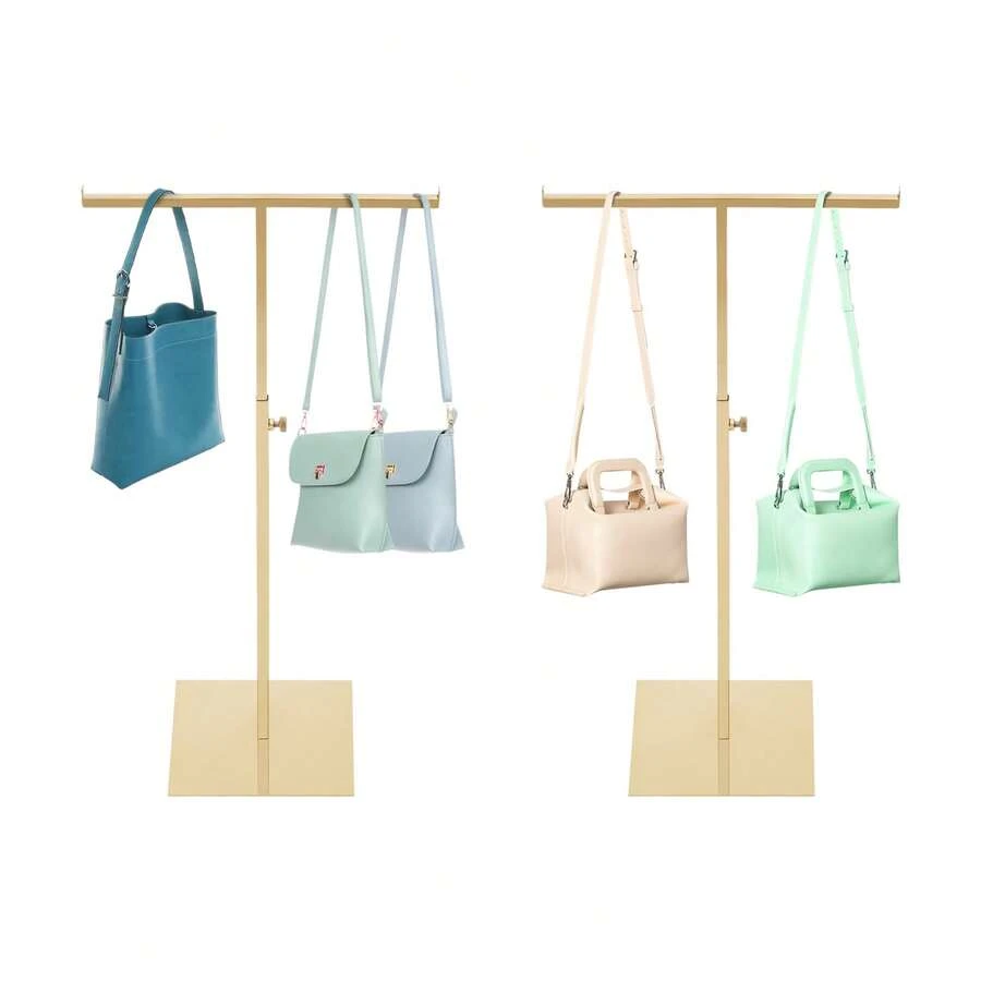 YUNRUX Handbag Stand, T-Shaped Adjustable Metal Handbag Holder, Handbag Rack With Two Hooks - 2pcs - View 1