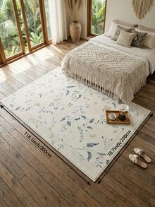 1pc Beige Floral Living Room Rug, Suitable For Kitchen, Dining Room, Bedroom, Room Holiday Decor, Indoor/Outdoor, Office, Lobby, Anti-Slip Doormat, Bathroom Rug, Hallway, Study Gaming Area Rug - Beige - View 21