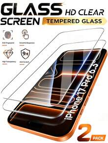 2pcs High Definition Full Coverage 9H Tempered Glass Screen Protector, Compatible With IPhone 18 Pro 18 Pro Max 17 Pro Max 6.9 Inch, 17 Pro, 16 Pro Max, 16 Plus, 16, 15, 14, 13, 12, 11 Phone Accessories - Clear - View 35