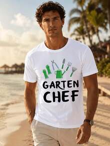 T-Shirt mit deutschem Text "Gartenarbeit" im Y2K-Stil, lockere Passform, Unisex, für Männer und Frauen, Streetwear für Strand, Fotografie und Urlaub, bequem. - Weiss - Übersicht 6