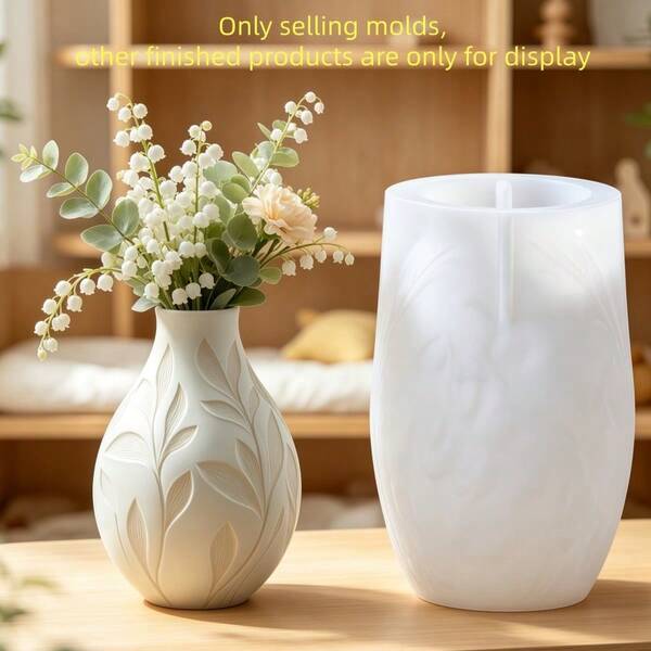 SUPWANPENG 1pc Resin Silicone Mold, Embossed Willow Leaf Texture Gourd Vase Shape, DIY Handmade Casting Mold For Making Vases, Storage Jars, Pen Holders, Aromatherapy Candle Holders, Compatible With Resin, Plaster, Clay, Cement, Concrete, Home Floral Arrangement Desktop Decor Ornament Mold, Suitable For Valentine's Day, Mother's Day, Christmas Gift Handmade Crafts