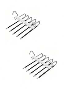 1/ 2pcs Space-Saving Pants Rack, Anti-Slip Stainless Steel Multi-Functional Pants Rack, Multi-Functional Stainless Steel Closet Storage Rack, Jeans Scarf Hook, Dorm Room Essentials College, Storage School Must-Havesm - White - View 8