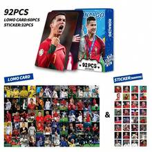 92件套（60張照片卡 + 32張貼紙）高畫質照片卡，Ronaldo Lomo卡，足球明星收藏卡，足球肖像卡，高畫質雙面貼紙與支撐卡，粉絲周邊，收藏品，適合粉絲生日 - 彩色 - 查看 2