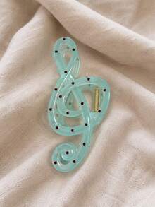 2pcs/Set Women's 13cm/5.12in Mint Green And Navy Blue Polka Dot Vintage Music Note Hair Clips, Fashionable Back Of Head Shark Hair Clips, Hair Accessories, Versatile, Elegant And Minimalist, Suitable For Daily, Casual, Party, Beach, Vacation, Hairstyle Design, Face Washing/Hair Washing, Makeup, Back To School, Clothing Accessories, Spring Hair Claw, Summer Hair Claw, Autumn Hair Claw, Winter Hair Claw, School, Back To School - Multicolor - View 3