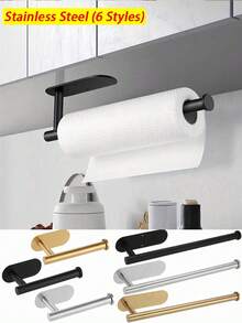 No Drill Toilet Paper Holder, Self-Adhesive Tissue Roll Dispenser, Stainless Steel Paper Towel Rack, Absorbent Tissue Holder, Bathroom Paper Organizer, Bathroom Accessories, No Drilling Required(Adhesive Sticker Sold Separately,Main Product Excluded) - View 11