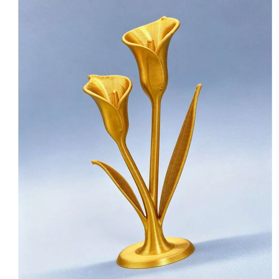 PLA Material Nordic Style 3D Printed Calla Lily Small Flower Decor, Gold Desktop Ambient Home Decoration Craft - Gold - View 1