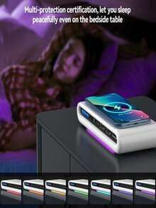 便攜式多功能 4 合 1 充電器，雙 USB、Type-C、15W 快速無線充電，相容智慧型手機、藍牙耳機、智慧手錶、平板電腦（非行動電源，非行動電源） - 白色 - 查看 9