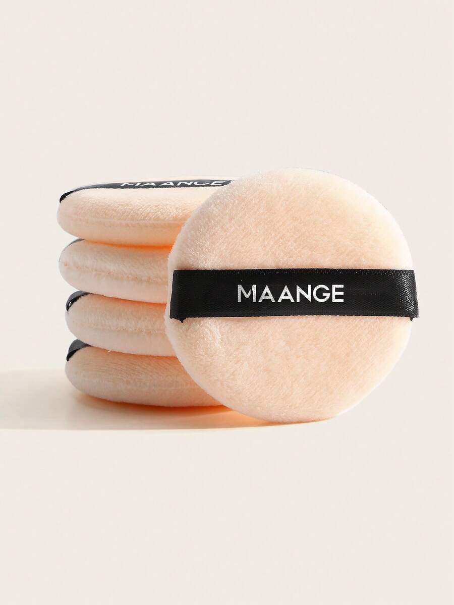 MAANGE 5pcs Round Powder Puffs, Dry Use, Soft And Skin-Friendly, Portable, Ideal For Travel, Makeup, Home Decor, Vanity, Bedroom, Makeup Accessories, Powder Puff, Makeup Sponge, Makeup Sponge, Etc. Affordable, Suitable As Christmas Gift Or Christmas Stocking Stuffer. - 米色 - 查看 1
