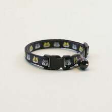Cute Cartoon Adjustable Pet Collar With Bell And Print For Small And Medium Dogs And Cats - Black - View 6