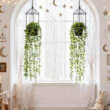 1/2pcs Artificial Hanging Plants, Wall-Mounted Planter Decor, Suitable For Indoor, Outdoor, Living Room Shelf Decoration, Home Decor, Room Decor, Garden Decor, Wall Decor - Eucalyptus - View 4