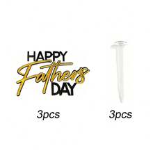 1pc/3pcs Acrylic "Happy Father's Day" And "Happy Father's Birthday" Cake Topper Set - Gold/Black/Blue/Silver "World's Best Dad" Cake Decoration For Men's Birthday And Father's Day Party Supplies - Multicolor - View 15