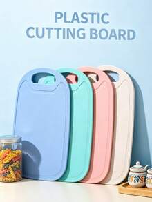 1/4pcs Macaron Color Plastic Cutting Boards, Kitchen Chopping Boards With Hanging Handle And Juice Groove, Easy To Clean, Suitable For Meat, Fruit And Vegetable Processing, Ideal For Daily Cooking - View 2
