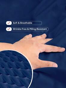 HONEYMOON 1件裝純色柔軟貼身床單 100% 聚酯纖維輕量雲朵般觸感床墊套，周圍彈性帶，適用 9-12 英吋深床墊，柔軟透氣可機洗，防縮水、防褪色，四季適用，多種尺寸適用於居家與宿舍，返校宿舍必備，OEKO-TEX 認證，海軍藍 - 藏蓝色 - 查看 7
