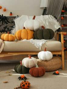 1 Stück Kürbis-Zierkissen, Halloween-Kürbis-Dekokissen, weißes geformtes Kissen, geeignet für Herbst-Raumdekoration Geschenk, Teddy-Fleece süßes Halloween-Kissen, Herbst-Heim-Schlafzimmer-Kissen, Feiertags-Weihnachts-Halloween-Thanksgiving-Geschenk - Gelb - Übersicht 6