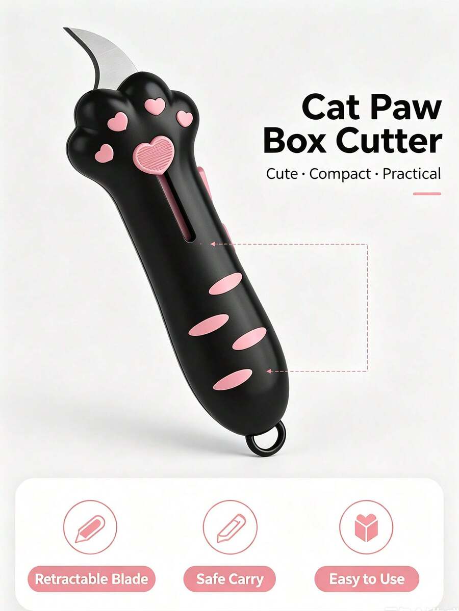 1pc Cat Paw Unboxing Knife Portable Utility Knife Cute Cartoon Student Unboxing Knife Opening Knife Creative Parcel Knife. Suitable For Opening Packages, DIY Crafts - Multiple Styles - View 1