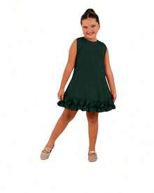 White Christmas Party Graduation Dress For Kids - 綠色 - 查看 2