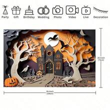 1 Halloween Banner, Castle And Pumpkin Pattern, Halloween Photography Background Cloth, Suitable For Home Entrance, Garden And Living Room Decoration - Multicolor - View 6