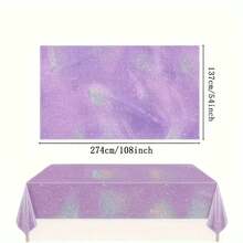 1/3pcs Holographic Laser Purple Party Tablecloth, Rainbow Shiny Disposable Plastic Tablecloth, Suitable For Birthday, Wedding, Bridal Shower, Anniversary And Other Party Decorations, Purple Pink Glitter Holiday Table Setting - View 2
