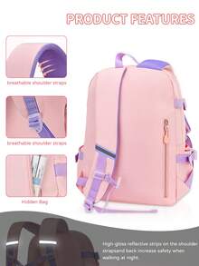 Juego de 3 piezas de mochila de campus con estampado de conejo de moda, diseño de puerta de refrigerador, portavasos lateral, regalo de vuelta a la escuela - Multicolor - Ver 6
