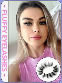 Asiteo 7 Pairs Thick Cat Eye Transparent Band Faux Mink Eyelashes Fluffy Natural Long Soft Volume For Vacation Makeup Extension - Black - View 3