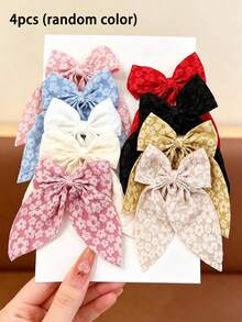 4-Piece/Set Flower Bow Hair Clip, Gentle And Sweet Hair Accessory (Color Random) - Multicolor - View 9