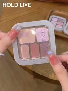 HOLD LIVE Cloud Veil 5色眼影盤 藍色 H03 透明感低飽和橘粉色 - H03 peachy pink - 查看 2