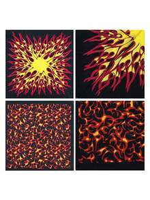 3 pièces Foulard carré unisexe à imprimé flamme à la mode, accessoire polyvalent pour l'extérieur, bandeau pour cheveux, bandana, serviette de visage, mouchoir, foulard, châle - Multicolore - Voir 11