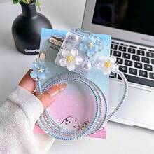 5入花朵/櫻桃數據線保護套 20W Apple 15 Pro Max 快充 14 13 12 11 軟殼充電器保護套，送友禮首選 - 無色 - 查看 5