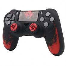 Crimson Bio Hazard Contamination Warning Controller Skin Cover For Playstation 4 Controller, RALAN 1 Controller Protector Case+2 Customised Thumb Grips Caps+Customised Stickers - View 9