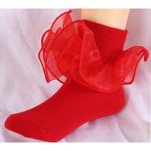 Halloween Women Big Ruffle Socks Double Lace Turn Cuff,Breathable Cotton Frilly Cute Dress Sock Girls Women,K407 - Green - View 2